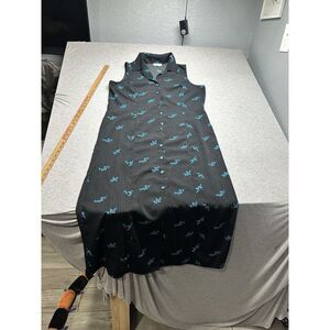 Studio‎ I VTG Women's Black/Blue Floral Button Maxi Dress Size 18